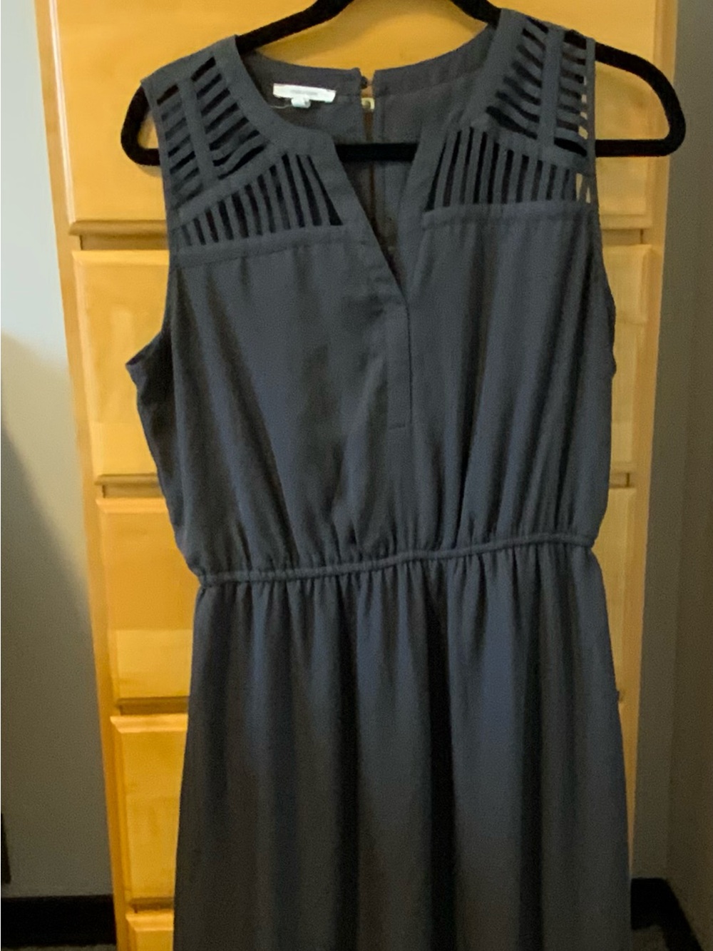 Maurices Navy Sleeveless Dress with Laser-Cut Yoke